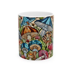 Buntglas Pilz Kaffeetasse: Keramik Teetasse, Geschenk für Pflanzenliebhaber Bild 7