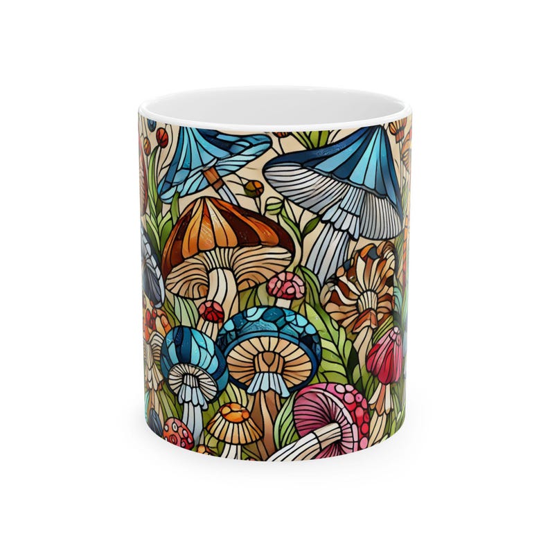 Buntglas Pilz Kaffeetasse: Keramik Teetasse, Geschenk für Pflanzenliebhaber Bild 7