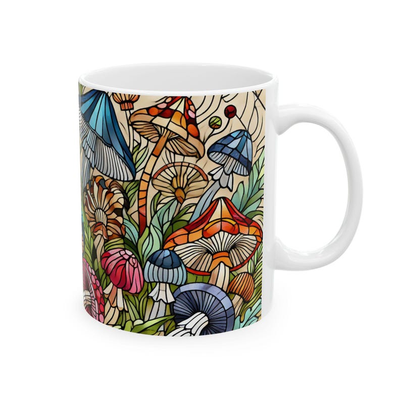 Buntglas Pilz Kaffeetasse: Keramik Teetasse, Geschenk für Pflanzenliebhaber Bild 5