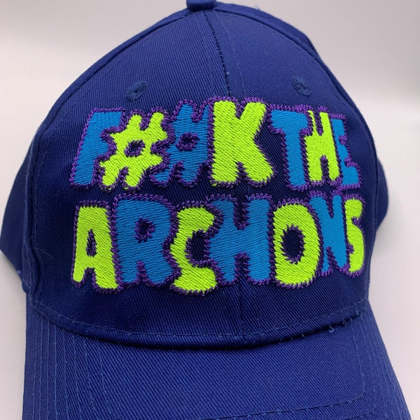 F**K THE ARCHONS Blue Gnostic Esoteric Embroidered Hat