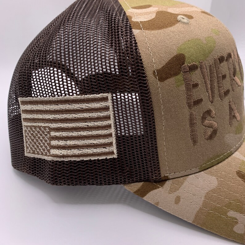 Everything is a PSYOP USMC Upside Down American Flag Brown Desert Camo