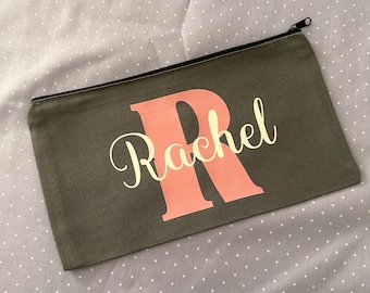 Pochette personnalisée | Étui à crayons | Trousse de maquillage | Cadeau | Nom | Personnalisé | Premier