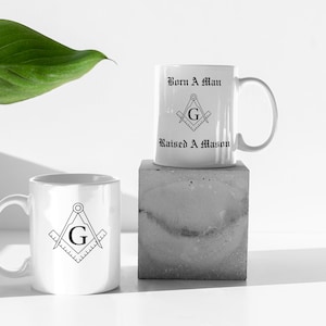 Raised A Mason (Black Font) Ceramic Mug 11oz, Masonic, Freemason, Christmas, Father&#39;s Day, Birthday, Gift