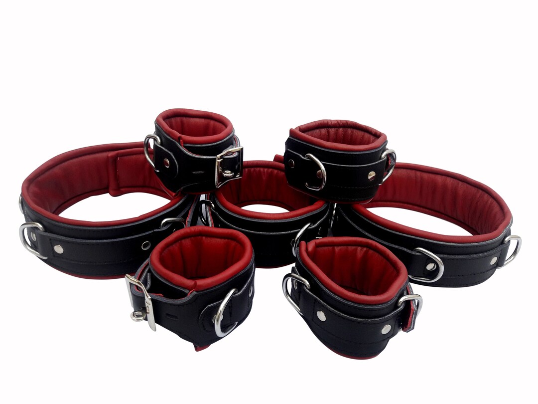 Genuine Black and Red 7 Piece Padded Set Leather Restraint Etsy