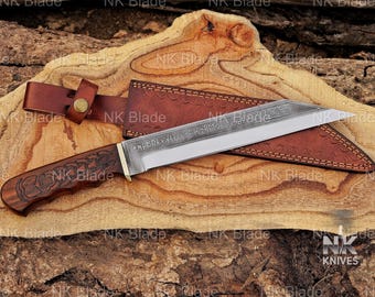 Custom Handmade Viking Seax Knife with Sheath- Medieval Warrior Celtic Seax Blade with Wooden Handle- Best Anniversary Gift for him