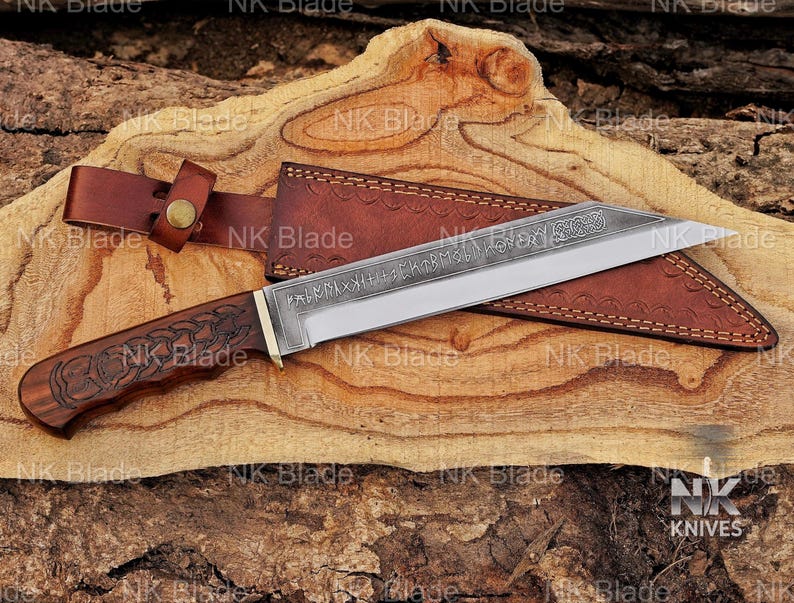 Viking Seax Hunting Knife with Sheath- Medieval Warrior Celtic Seax Blade