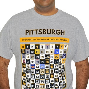 Pittsburgh Sports Top 100 Pro Athletes by Uniform T-Shirt | Greatest Pittsburgh Steelers, Penguins, Pirates and More