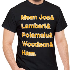 Top 5 Pittsburgh Steelers Defensive Players of All Time T-Shirt | Mean Joe Greene, Jack Lambert, Troy Polamalu, Rod Woodson & Jack Ham