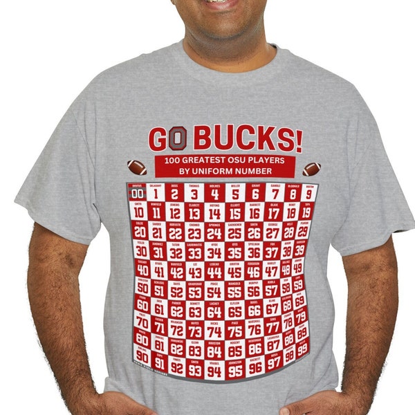 Ohio State Buckeyes Football 100 Greatest Players by Uniform Number T-Shirt | OSU Football T-Shirt