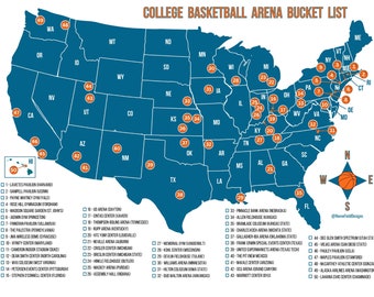 College Basketball Arena Bucket List Poster | NCAA Arenas Map