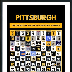 Pittsburgh Sports Top 100 Pro Athletes by Uniform Number Poster | Greatest Pittsburgh Steelers, Penguins, Pirates and More (2 Variations)