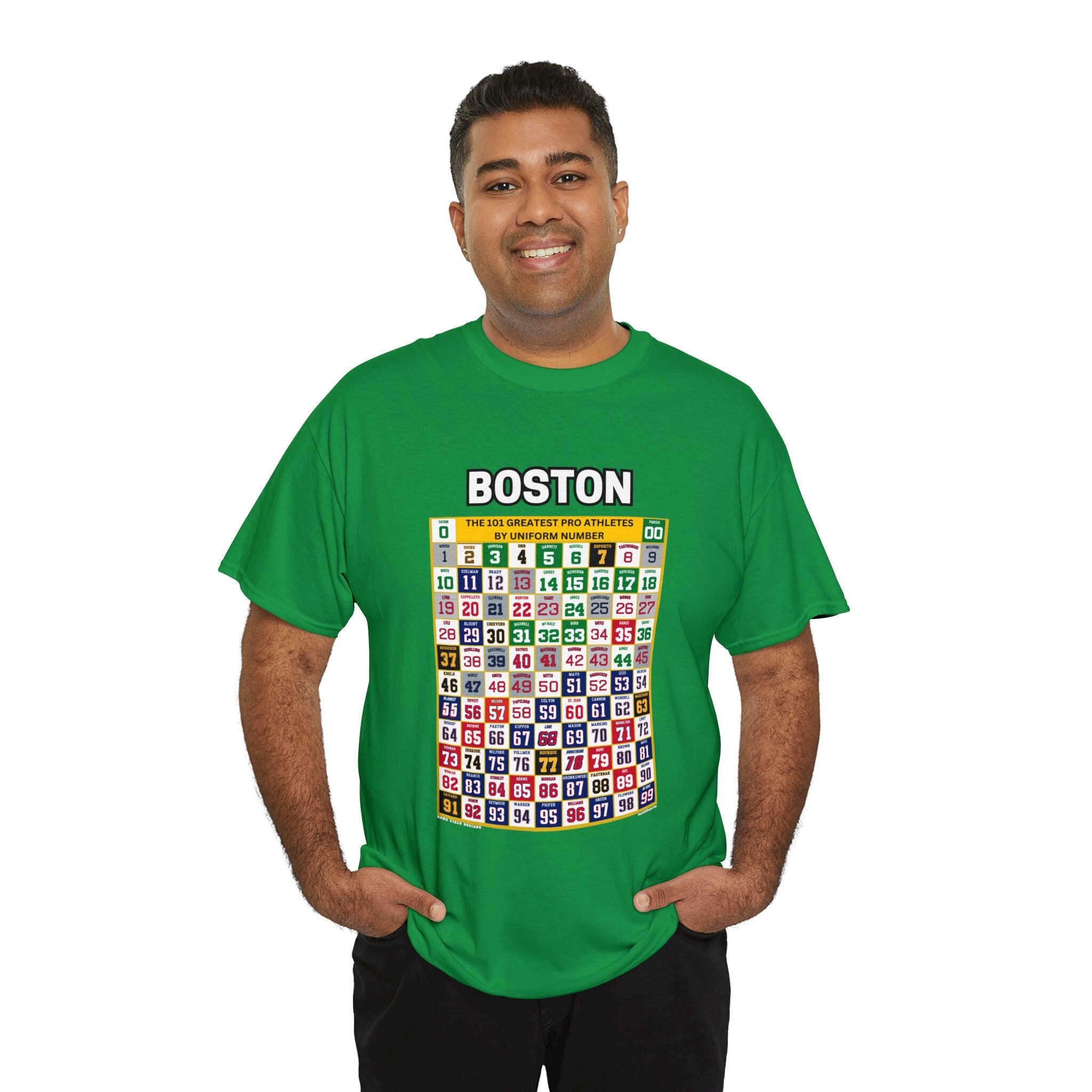 Boston Sports Top 101 Pro Athletes by Uniform Number T-shirt