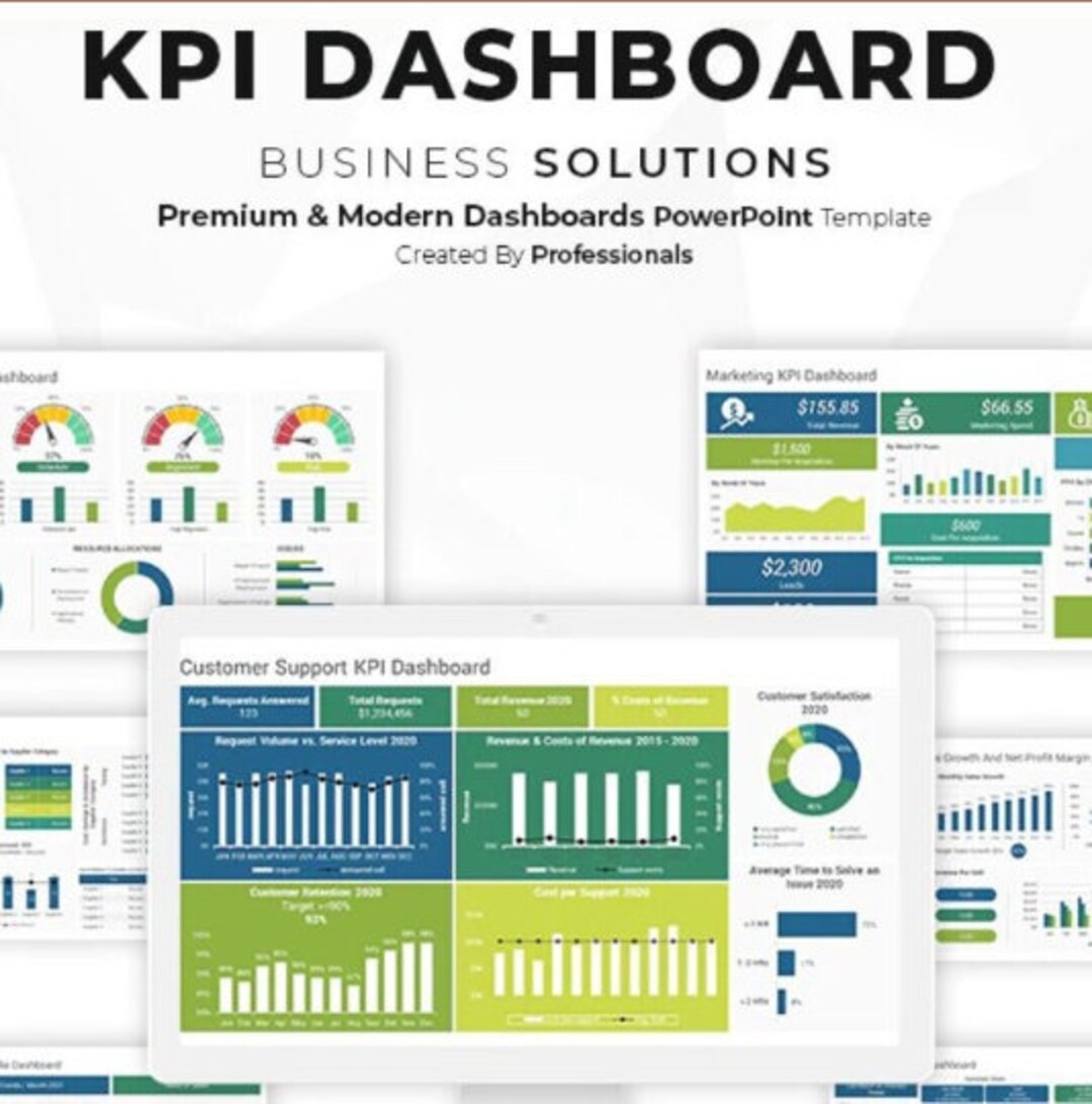Business KPI Dashboard Powerpoint Template - Etsy