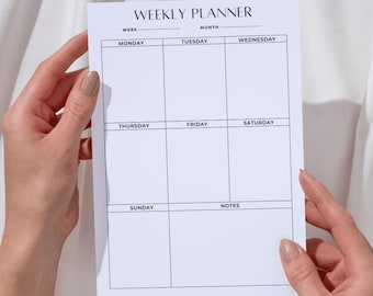 Wochenplaner Printable (Sonntag & Montag Start) | Minimalistischer Wochenplan | A4 PDF Organizer | Sofort Download