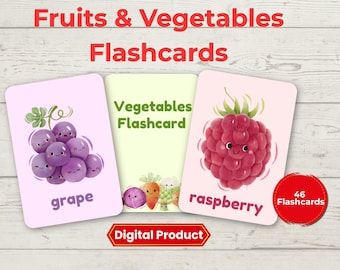 Druckbare Obst & Gemüse Karteikarten für Kinder – Lernkarten | DIGITALER DOWNLOAD