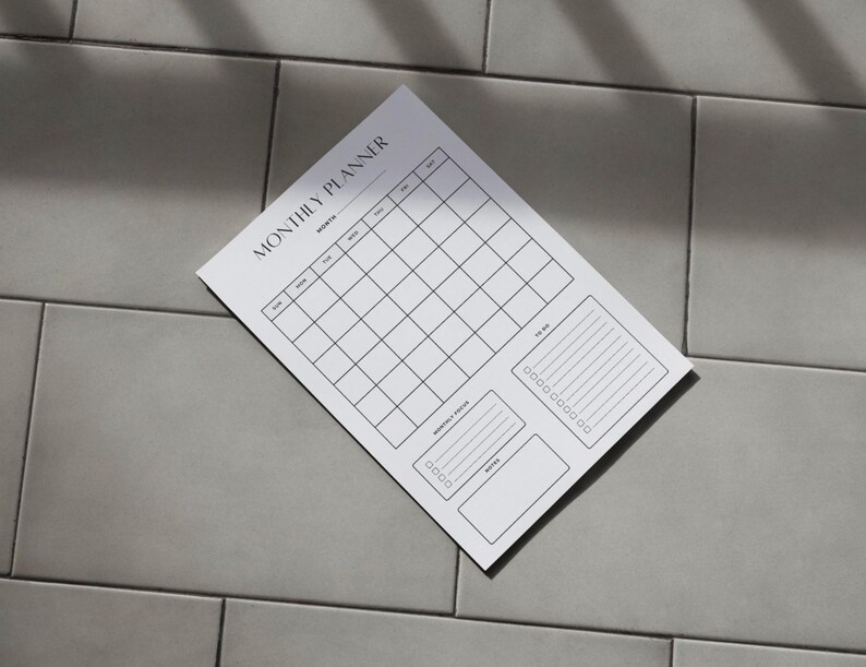 Monthly Planner Printable | Minimalist Monthly Calendar Template | A4 PDF Planner | Monthly Schedule Organizer | Instant Download image 5