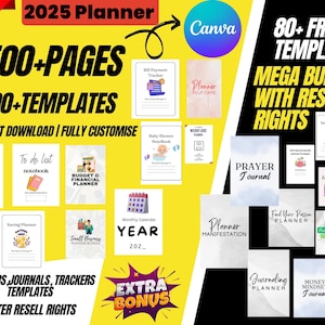 Ultimate 7500+ Pages PLR Canva Template Bundle  | 200 PLR Journals | Templates |2025 Planners | Trackers | Printable | Master Resell Rights