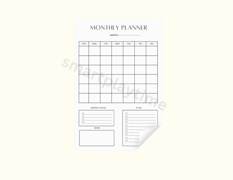 Monthly Planner Printable | Minimalist Monthly Calendar Template | A4 PDF Planner | Monthly Schedule Organizer | Instant Download image 3