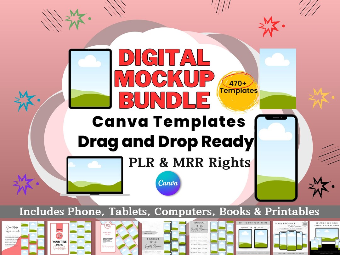 470+ Etsy Digital Product Mockup & Canva Marketing Template Bundle ...