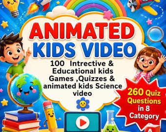 Interaktives Kindervideo- und Quiz-Paket: Bearbeitbare Canva-PLR-Rechte