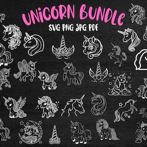Einhorn Liebe SVG Bundle, süße Mädchen Einhorn Geburtstag, Einhorn Monogramm, Cricut Cut Dateien Silhouette, weiße Valentine Einhörner Svg Png Jpg