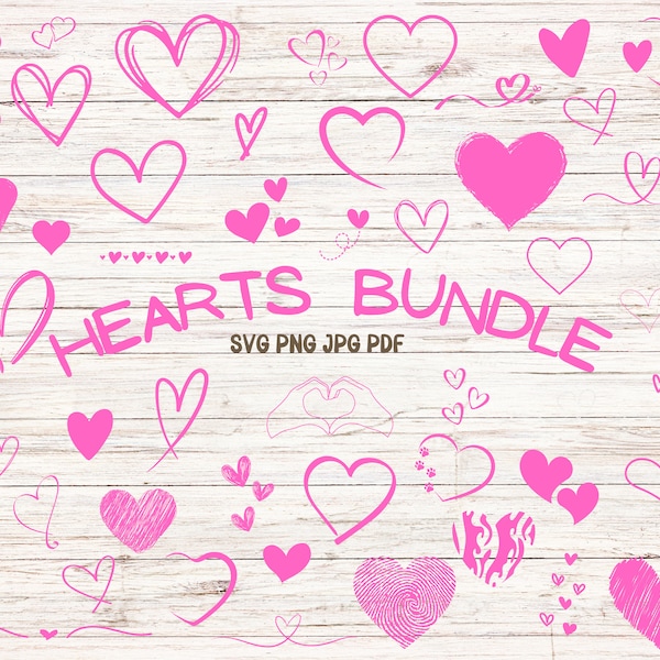 Hearts SVG Bundle, Valentine Day Pink Heart Svg file, Hand Drawn Heart PNG, Open Heart Svg, Doodle Heart Svg, Sketch Heart, Love Svg Jpg Png