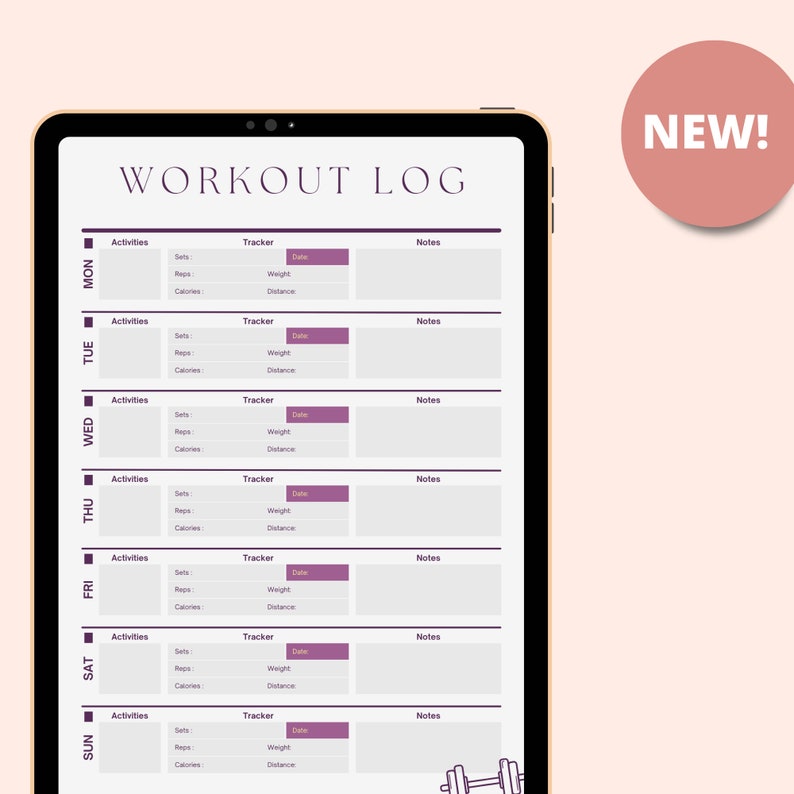 DIGITAL WORKOUT LOG Workout Tracker Workout Planner Meal Planner DIGITAL WORKOUT LOG Workout Tracker Workout Planner Meal Planner