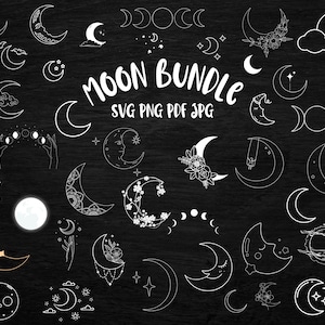 Mond SVG Bundle, Mond PNG JPG Bundle, Celestial svg, Halbmond svg, Mond Clipart, Hexerei svg, mystische svg, magische svg, witchy svg-Dateien