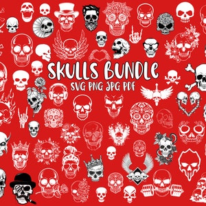 Skull SVG bundle, Skull png, sugar skull svg for cricut, punisher skull svg, skull silhouette, skull Clipart, Skull Cut File For Cricut