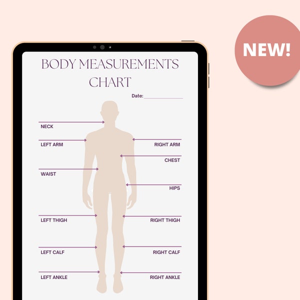 BODY MEASUREMENTS CHART, Weight Loss Chart, Body Contouring, Fitness Planner, Fitness Tracker, Body Tracker, Weight Track, Body Measurement