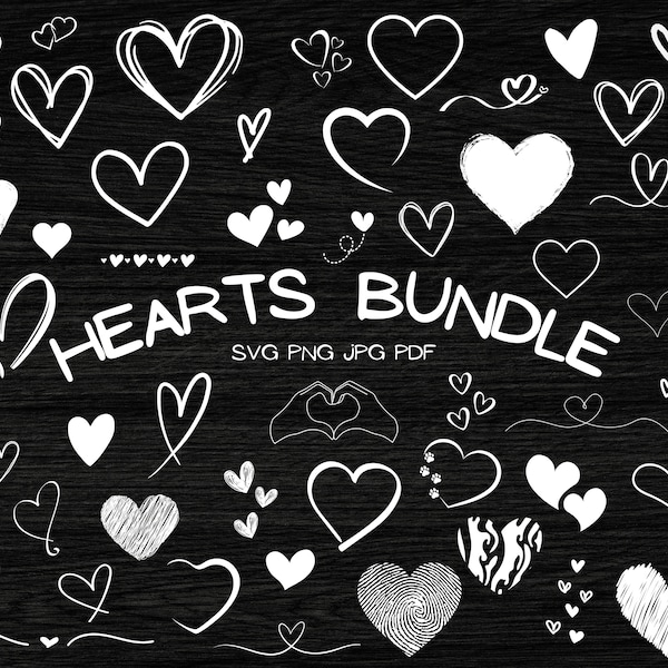 Herz-Svg-Bundle 50 Stück, Valentinstag-Herzen-Svg-Datei, Herz-Svg Cricut, offenes Herz-Svg, Doodle-Herz-Svg, Liebessvg, Valentinstag Digital Jpg, Png