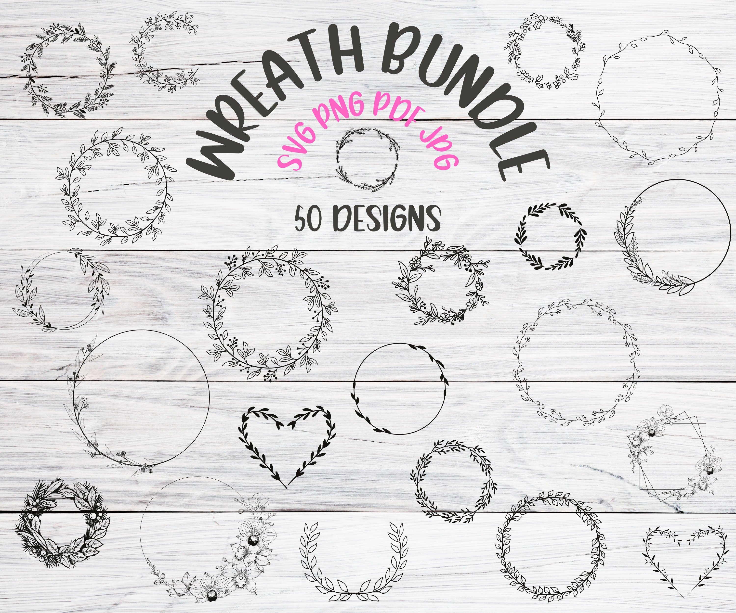Wreath Svg Bundle, Circle Svg Bundle, Floral Love Wreath Svg, Heart ...