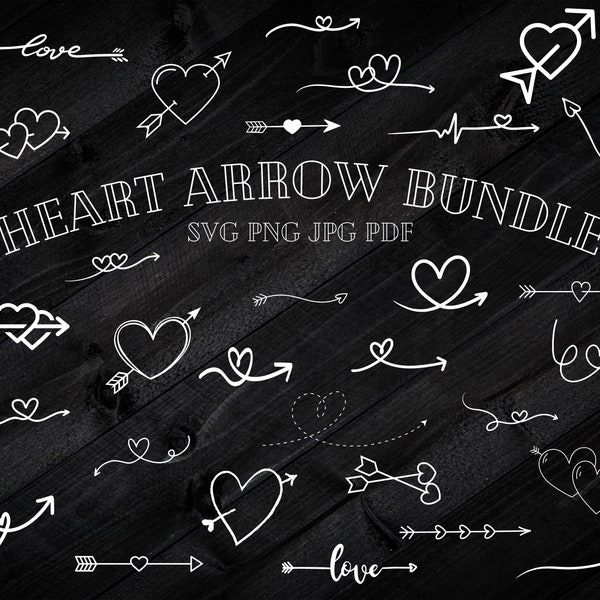 HEART SVG Bundle, White Arrow Hearts Clipart,Arrow vector, White Valentine Heart and Arrow, Graphic Design, Love svg jpg png Bundles