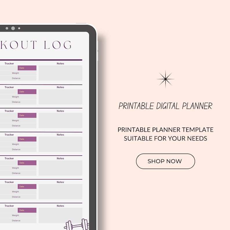 DIGITAL WORKOUT LOG Workout Tracker Workout Planner Meal Planner DIGITAL WORKOUT LOG Workout Tracker Workout Planner Meal Planner