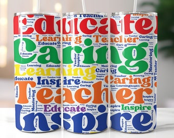 Teacher Life Tumbler Wrap bundle Back To School Teacher Nutrition Facts 20oz, Messy Bun Teacher Inspire Affirmation Teachers On the Go