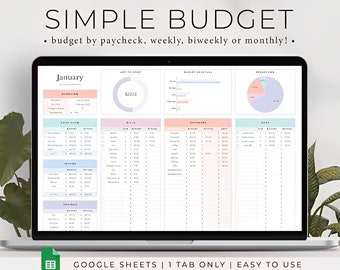 Simple Monthly Budget Spreadsheet, Google Sheets, Excel Template, Financial Planner, Debt Snowball Sinking,Funds Subscription,Tracker Income