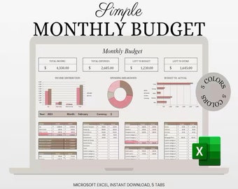 Monthly Budget Spreadsheet, Google Sheets Budget Template Sheet, Digital Budget Planner, Paycheck Budget, Savings, Bill, Expense Tracker
