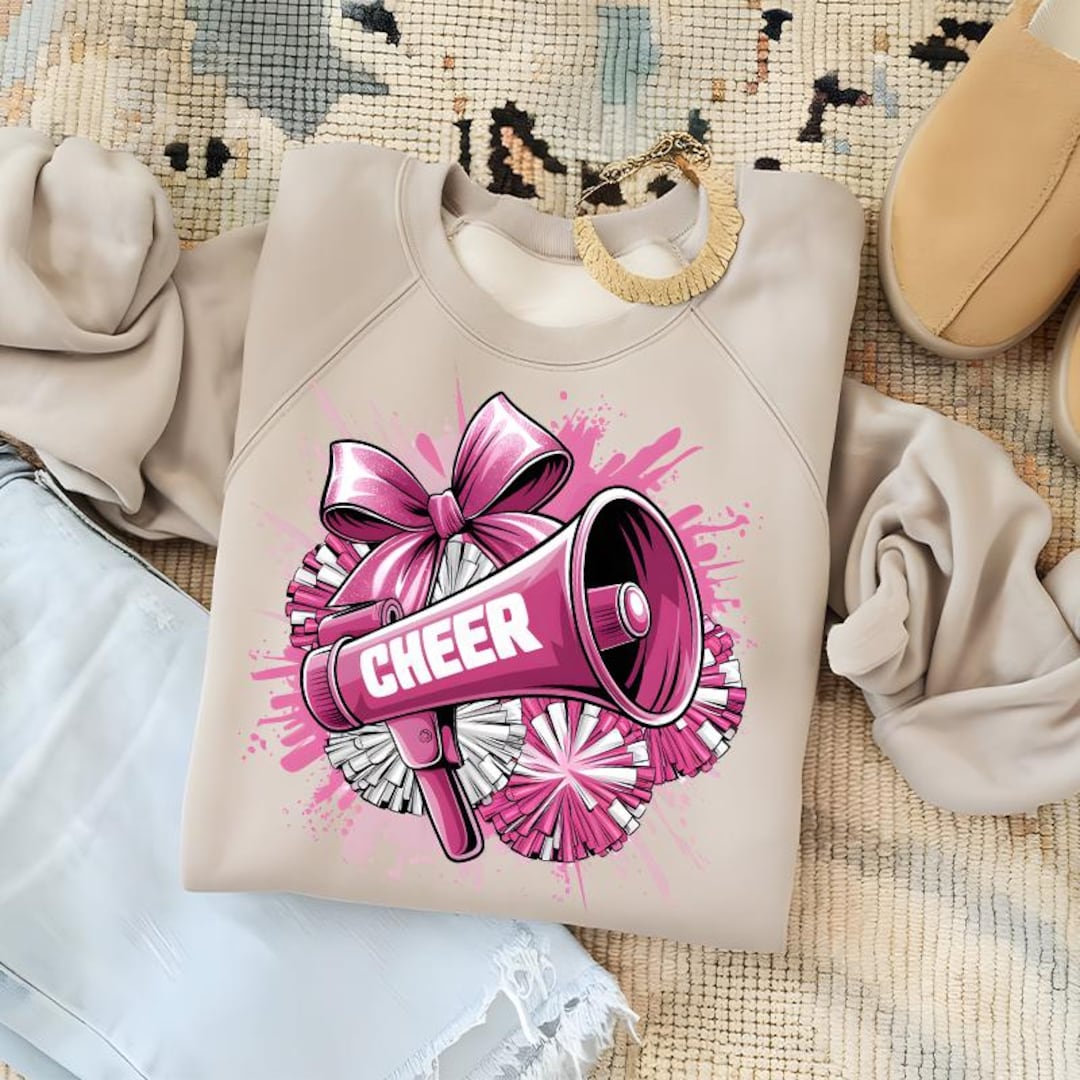 Comp. Cheer Pink Design Pink Cheer Megaphone Pom Poms Cheer Team, Cheer Pink Watercolor ...