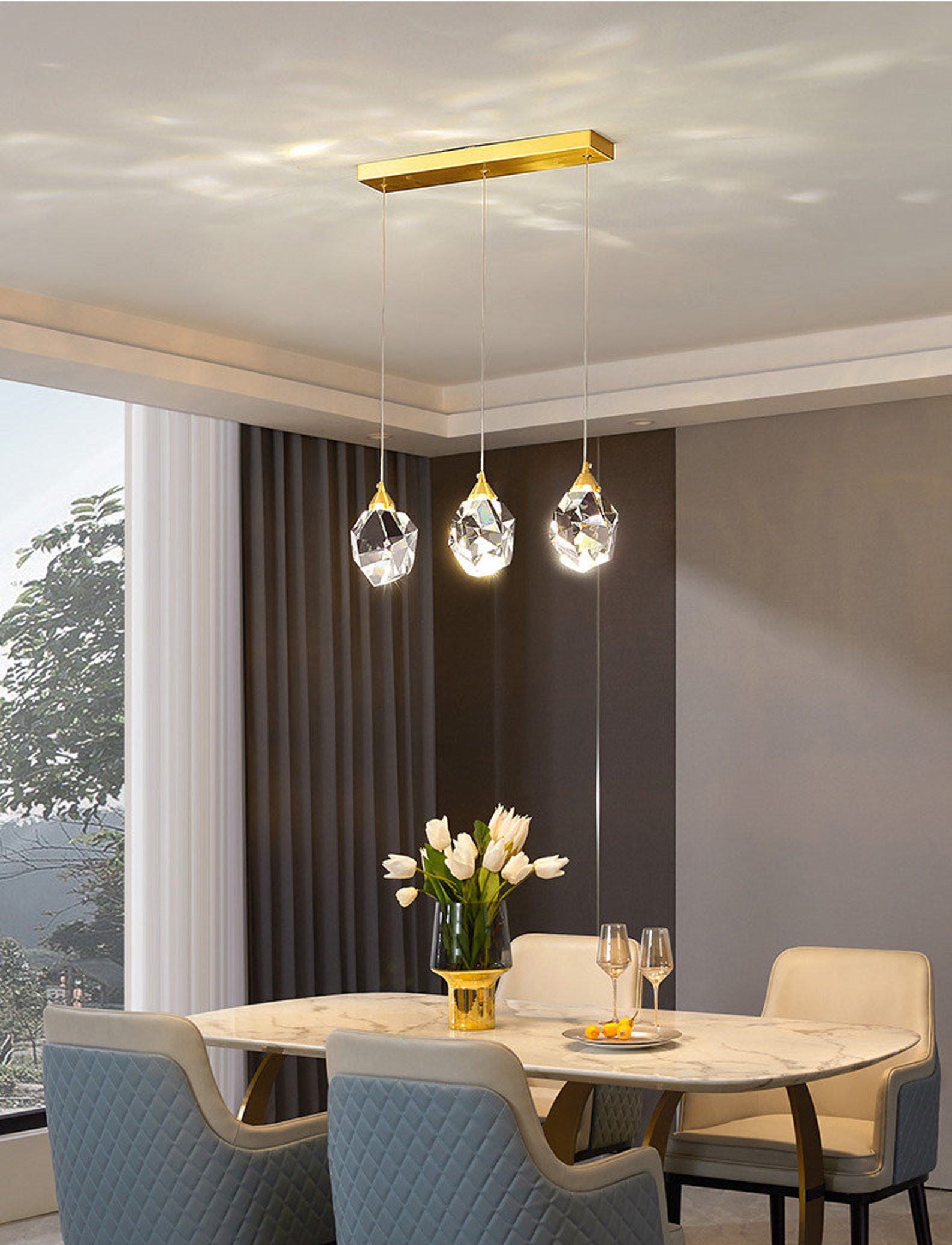Crystal Pendant Light for Living Room Bar Hanging Lustre for Bedroom ...