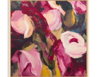 Lush red rose 3  Large wall art , Floral, Modern art , Abstract Painting , Contemporary art,  canvas art, English Floral, Ready to hang