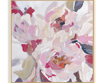 Large wall art , Floral, Modern art , Abstract Painting , Contemporary art , canvas art, English Floral, Ready to hang Pink peony