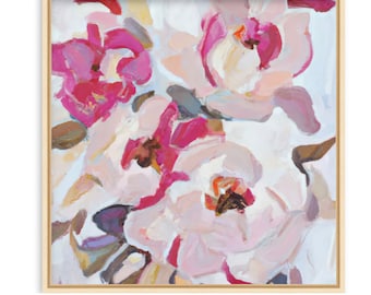 Peony Large wall art , Floral, Modern art , Abstract Painting , Contemporary art, trending art , canvas art, English Floral, Ready to hang