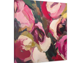 Lush red rose, Large wall art , Floral, Modern art , Abstract Painting , Contemporary art, canvas art, English Floral, Ready to hang