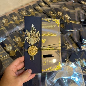 Invitación de boda acrílica azul marino: invitación de quinceañera, diseño elegante para quinceañeras y bodas, regalo de quinceañera único