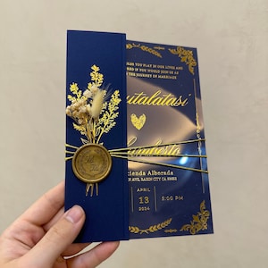 Hochzeitseinladung - Quinceanera Einladung, elegantes royalblaues Design für Quinceanera & Hochzeiten, einzigartiges Quinceanera-Geschenk