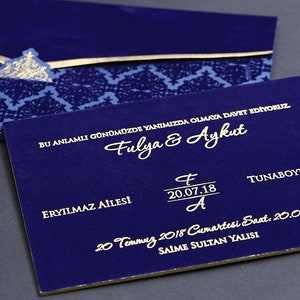 Hochzeitseinladung - eleganter marineblauer Samt, Luxusdesign für gehobene Hochzeiten, perfektes Verlobungsgeschenk für Paare