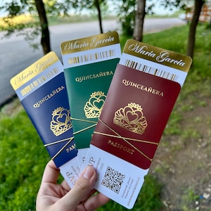 Invito Quinceanera con design del passaporto, bellissimo invito alla festa del 15° compleanno, regalo ideale per gli ospiti