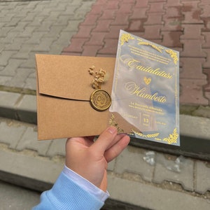 Brown Acrylic Wedding Invitation - Luxurious Quinceanera Invitation & Wedding Stationery, Unique Birthday Invitation