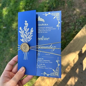 Royalblaue Acrylhochzeitseinladung - Quinceanera Einladung, elegantes Design für Quinceanera & Hochzeiten, einzigartiges Quinceanera-Geschenk