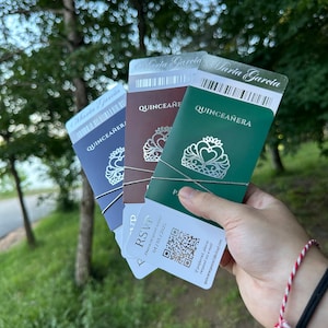 Design de passaporte de convite Quinceanera, lindo convite de festa de 15 anos, presente de lembrança ideal para convidados